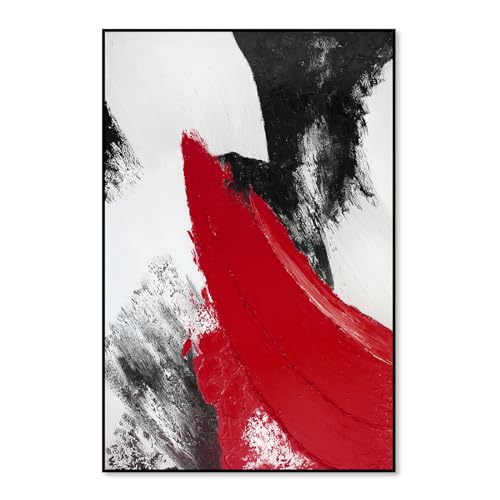YPY Red Abstract Canvas Wall Art: Large Black and White Pictures Modern Minimalist Paintings Print Poster for Living Room Bedroom Bathroom Office Home Wall Decor 24"x36" Red Art with Black F