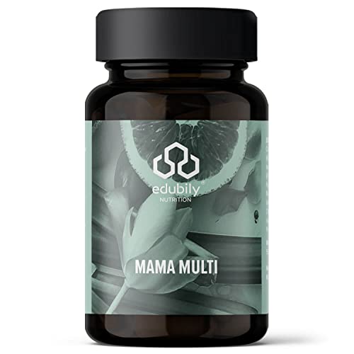 edubily nutrition® Mama Multi. Těhotenské vitamíny, na přání dětí, kojení a těhotenství. Doplněk stravy s kyselinou listovou jako folát a důležité vitamíny. 90 kapslí