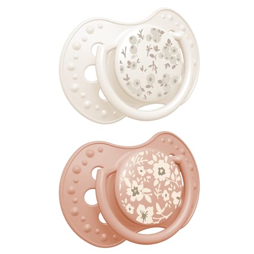 Difrax LOVI - Sucette Dynamique pour Bébé - 18+ mois - Facile à Accepter, Sans BPA, Silicones de haute qualité et durables - Motif Fleurs Fille