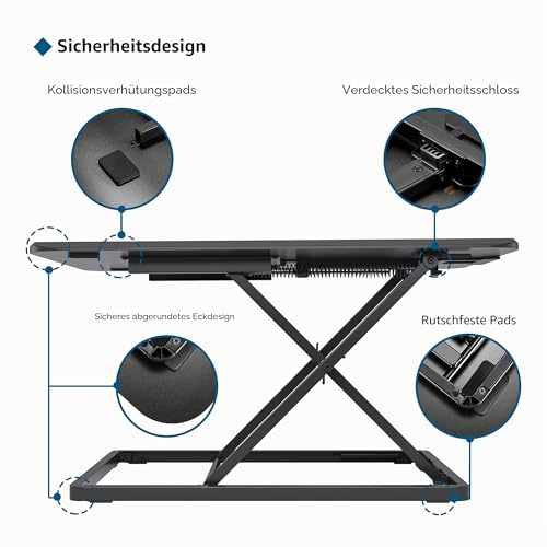 BONTEC Höhenverstellbarer Schreibtischaufsatz, Schreibtisch Erhöhung 67x47cm, Tragfähigkeit 8 kg, Stehpult, Ergonomischer Stehtisch, Standing Desk Converter Für Laptop & Monitor