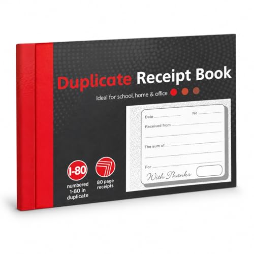 1-80 Pages Numbered Duplicate Receipt Book Half Size Duplicate Receipt Book for Business Home Office Shop and Warehouse (1)