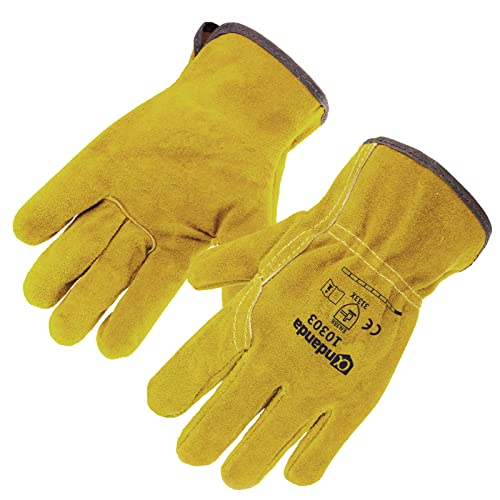 ANDANDA Gants de Travail, Gants Hiver Homme, Gant jardinage en Cuir de Vache ,Résistants à l'Usure, Absorbant la Sueur, Pour la Machine, l'Équipement, le Jardin, Gants Protections Cover