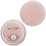 Beatilog Ring Box for Wedding Ceremony - Premium Velvet Ring Holder Round Handmade Vintage Double Ring Bearer Jewelry Organizer for Proposal, Engagement, Christmas, Photography (Pink)