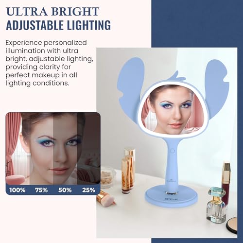 Espejo de maquillaje portátil con luz LED y base magnética miniatura 4