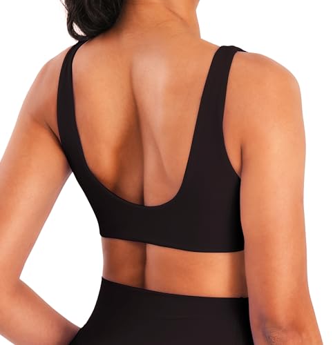 Sunzel Sunzfly Sports Bras for Women,V Neck Twist Front Padded Bra Scoop Back Tops for Yoga Workout Gym2