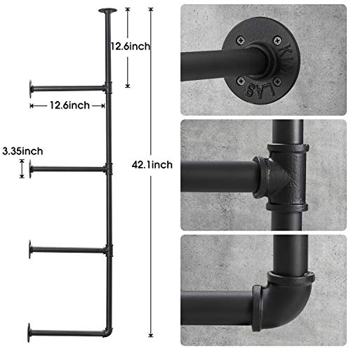 Elibbren Industrial Pipe Shelf Kit, Retro Wall Mount Shelving Floating Bracket, Iron Pipe Bookshelf DIY Kitchen Office Wall Shelves(2 Pcs, Hardware Only) - Thumbnail 2