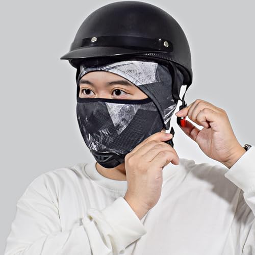 TClian Boné de caveira de lã quente de inverno com capa facial, máscara de esqui térmica para ciclis