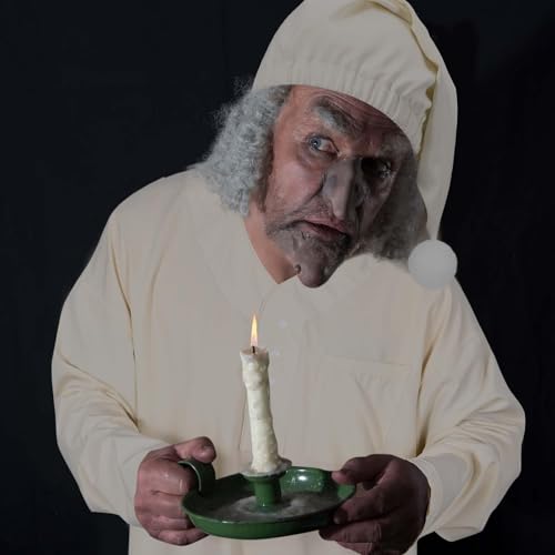 2 Pcs Halloween Pajama Set Men's Nightshirt Night Sleeping Hat Mens Nightgown for Halloween Christmas Cosplay4