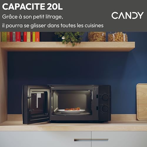 Candy Idea CMG20SMW Four Micro-ondes 700 W 20L, Fonction Gril, Fonction Décongélation, Plateau Tournant 25,5cm, 5 Niveaux de Puissance, Blanc – Image 3