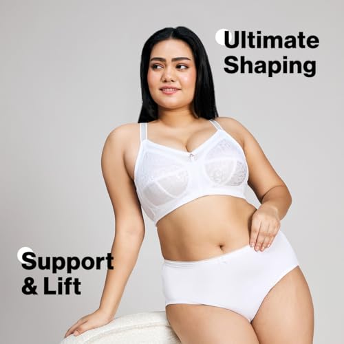 Image of NYKD NYB033 Wirefree Ultimate No Bulge, Shape & Support Non-Padded Lace Full Coverage Bra for Women