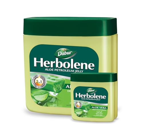 Dabur Herbolene Aloe Vera Petroleum Jelly (425 + 115 ml Free) | Enriched with Aloe Vera and Vitamin E | For Dry and Rough Skin or Chapped Lips | Value Pack