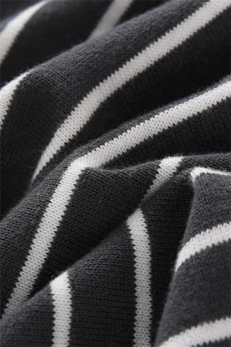 DAIMIDY Mens Short Sleeve Sweater Striped Casual Crewneck Knitwear Tops4