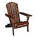 VINGLI Folding Adirondack Chair, Wood Adirondack Chairs for Outdoor, Foldable Fire Pit Chairs for Patio, BBQ, Porch, Yard, Pool, Carbonized