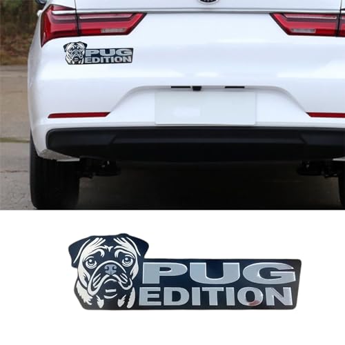 Image of Cute Dog Car Badge Laser Cutting Car Emblem,Funy 3D Acrylic Dogs Badge Rated Car Emblem Automotive Badge Decals and Stickers for Car, Truck, Rv, Boat Exterior Decoration (Pug)