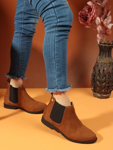 Image of Carlton London Women Comfortable fashionable low Heel Ankle Height Boots for Daily use, Office use, Casual use