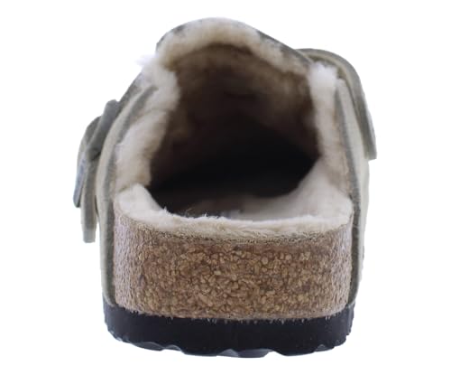 Image of Birkenstock Boston Shearling Narrow Unisex Shoes Size 4, Color: Stone Taupe /Taupe