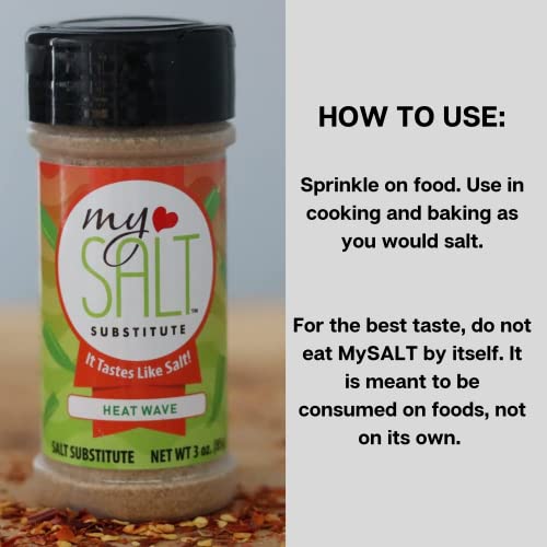 Image of My Salt MySALT Heat Wave Salt Substitute - Free with a Little Bite Great on Pizza, Beef, Poultry, and Anything That Needs 85 grams 3 Ounce