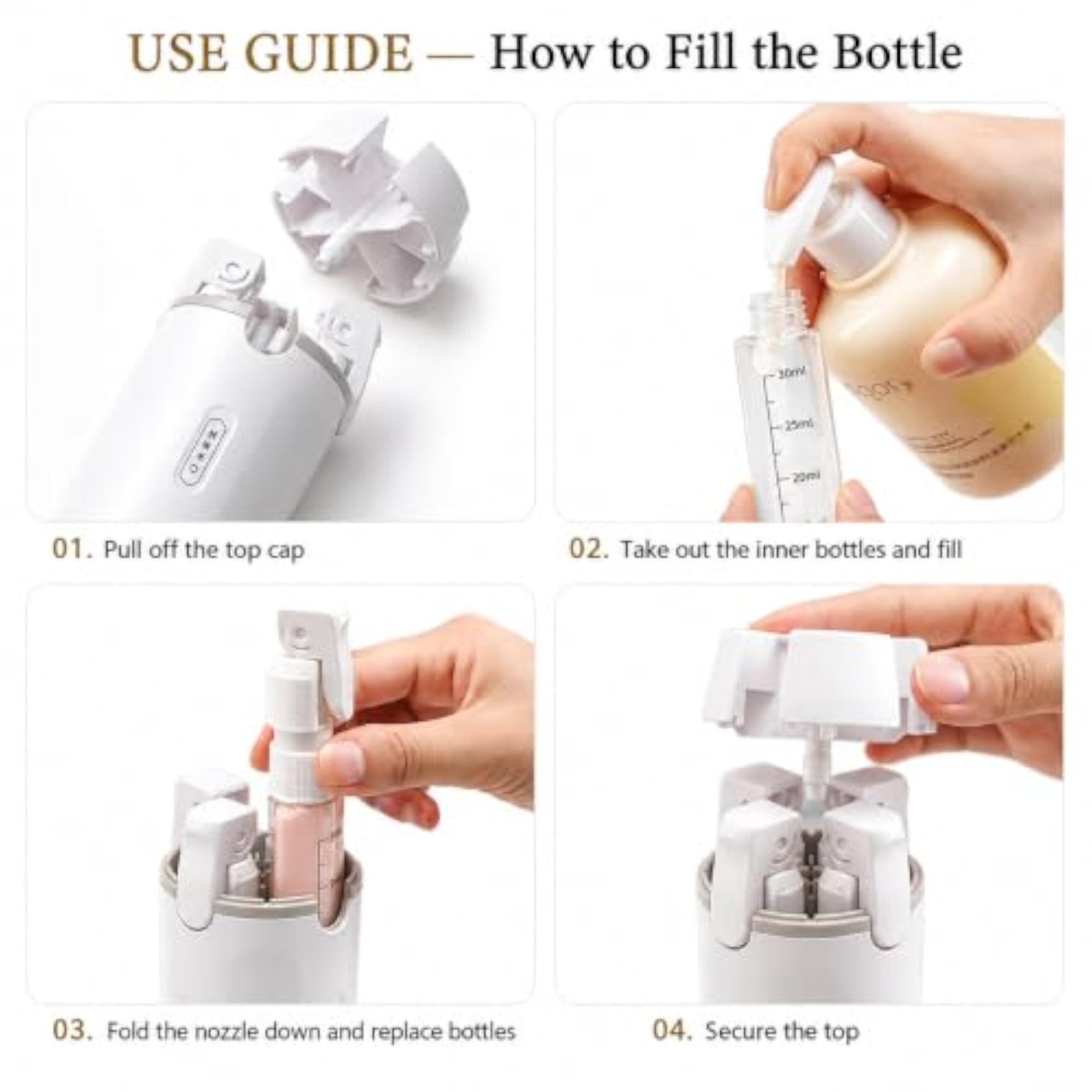 4-in-1 Travel Dispenser Bottle Set, 120ml
