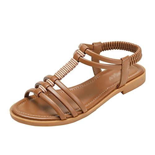 Sandals Women's Sandals Summer Retro Hollow Out Flat Bottom Comfortable Tourism Leisure Beach Shoes Sandal(A,41)