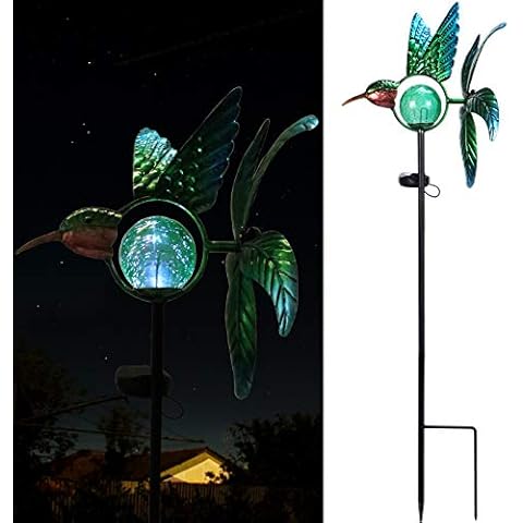 VCUTEKA Solar Wind Spinner Metal Garden Stake Solar Garden Light Outdoor Decorative Wind Sculpture for Yard Pathway Decor Cover