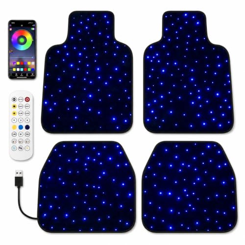 Starlight Floor Mats for Car - Universal Fit Starlight LED Floor Mats App Control Waterproof Washable Creates A Romantic Atmosphere for Dates - USB Cable