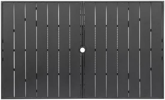 60"x35" Patio Dining Table, Outdoor Rectangular Metal Table with 1.57" Umbrella Hole, for Garden, Backyard, Poolside, Deck, Poolside(Black)