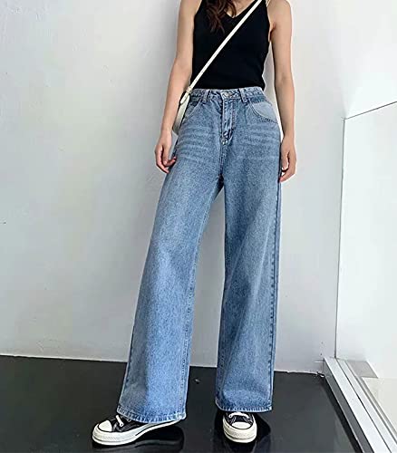 HDLTE Women Ripped Boyfriends Jeans Distressed High Waist Baggy Denim Pants Wide Leg Straight Trousers Y2k Streetwear… - Image 4