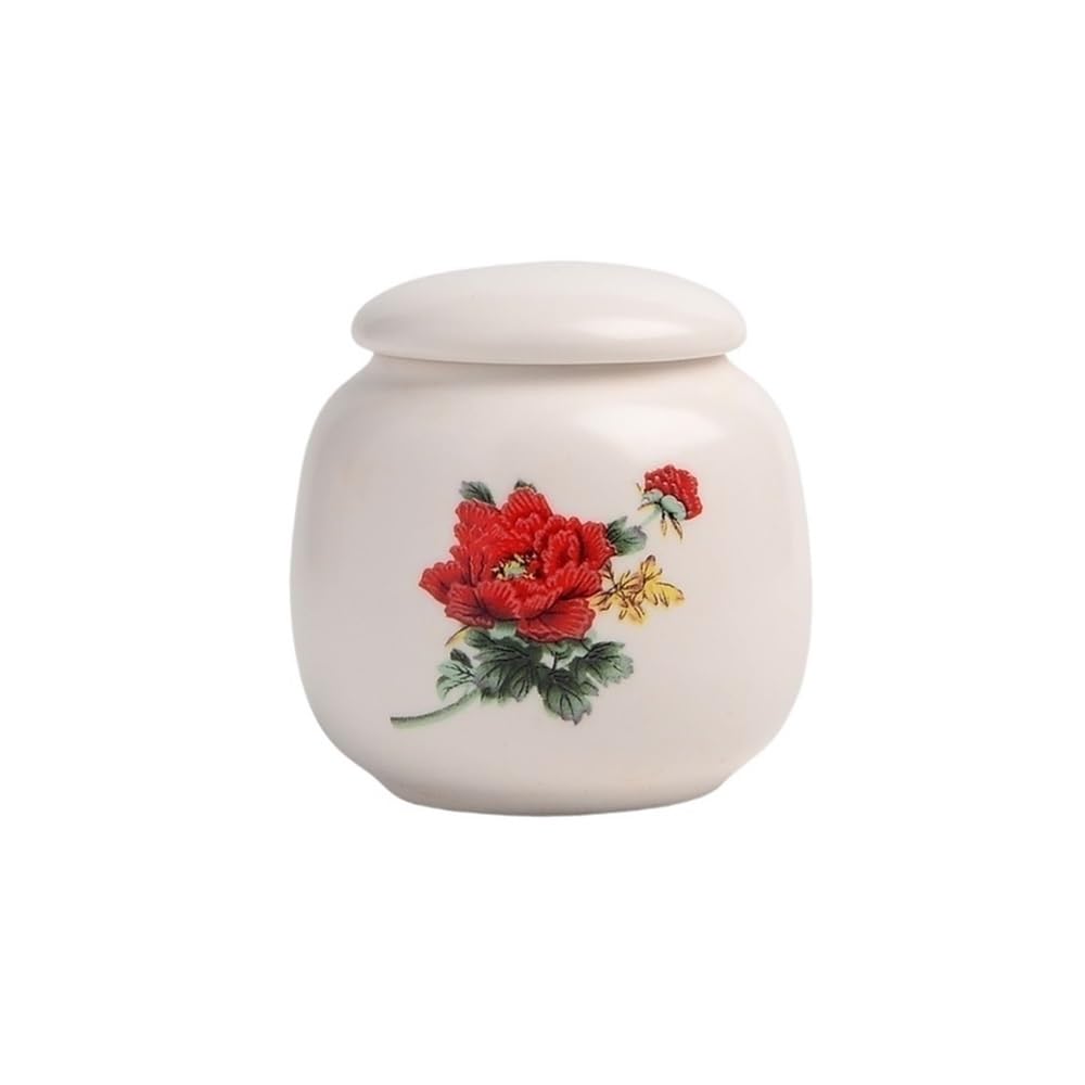 CHENGAIJIAN Tea Canister Ceramic Mini Tea Canister Jar With Airtight Lid For Tea, Coffee, Nuts, Herb, Spice, Sugar(Red)