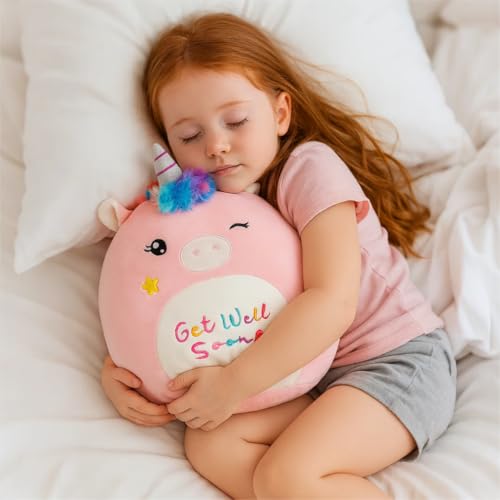 Image of Easfan Get Well Soon Unicorn Plush Pillow Soft Plush Toy Get Well Soon Gifts for Kids Patient Feel Better for Women Throw Pillow Sofa Cushion Home Decoration