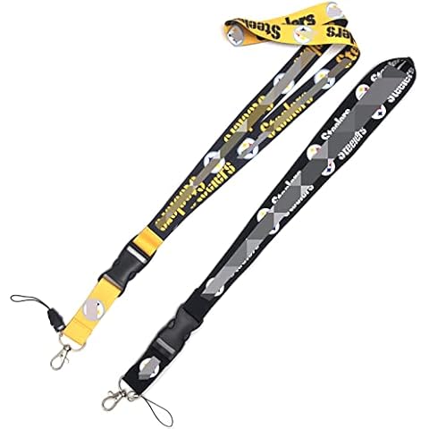 EsEntL 2Pcs of Steelers ID Badge Keychain Detachable Breakaway Lanyards Cover