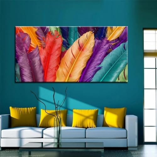 Impression plume colorée sur toile canvas premium 30x60 cm style scandinave