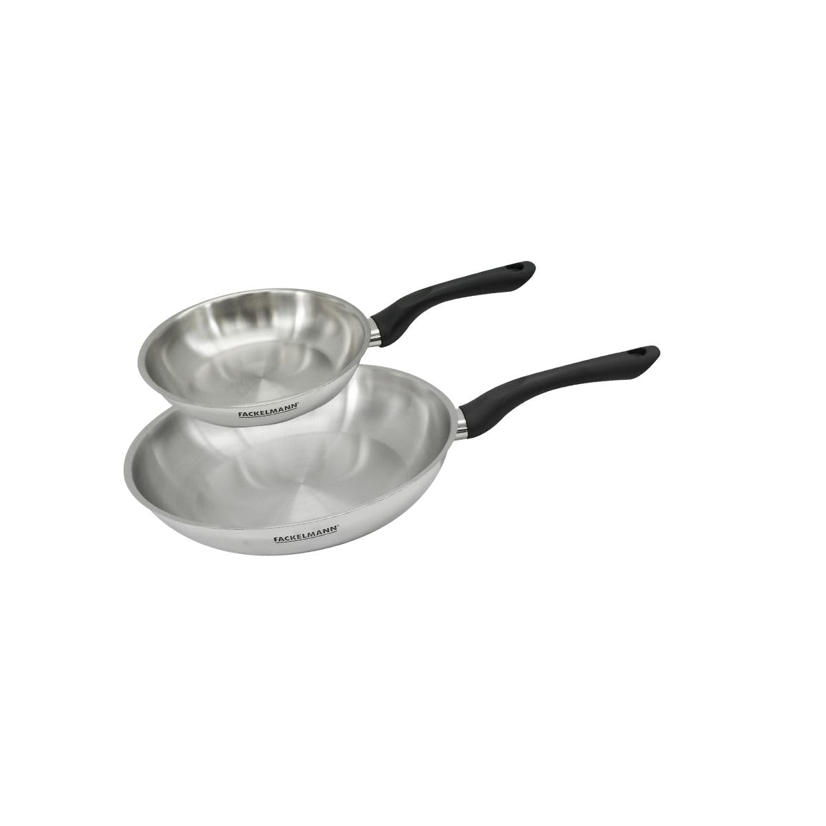 Fackelmann 9441250 Set 2 poêles 20 et 28 cm en inox 18/​8, Poêle de cuisson, Poêle tous feux, Poêle induction, Poêle sans PFAS, Acier inoxydable 18/​8, 20 et 28 cm