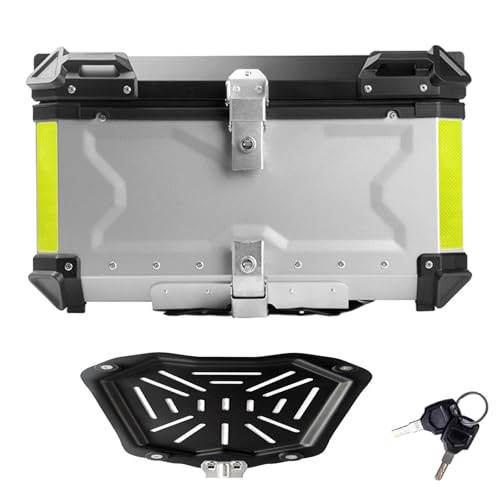 Bauletto Moto 36L bauletto Nero Argento posteriore Baule per moto box bagagli per moto alluminio con serratura di LDargento65 L