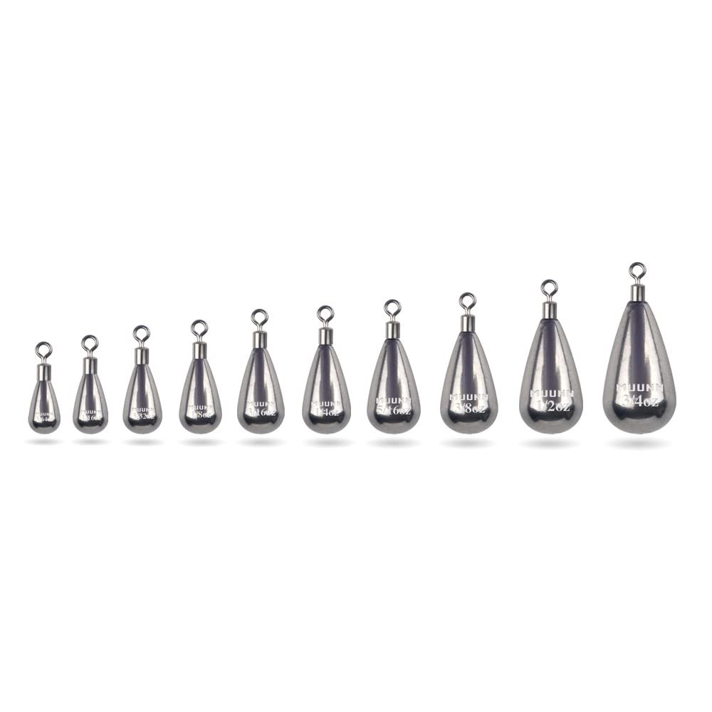 10 Stück Wolfram Free Rig Tear Drop Shot Gewichte, gratis Rig Angel-Sinkers Set für Drop Shot Rig, 97% Dichte Wolfram Angelgewichte