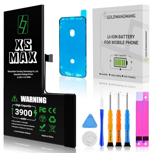 GOLDWANGWANG Batería para iPhone XS MAX, 3900mAh Alta Capacidad, Compatible con A1921 A2101 A2102 A2103 A2104, 0 Ciclos, Kit Completo de Reparación, Certificado CE/RoHS/FCC