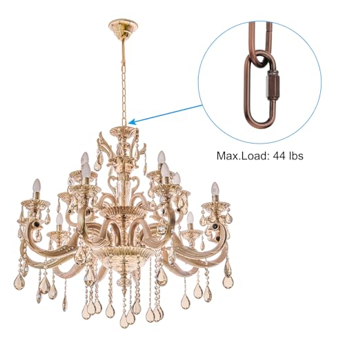 Image of PATIKIL 6ft Lighting Hanging Chain, 2pcs Metal Looping Chain with Quick Link Screw Lock Connectors for Plant Pot Chandelier Pendant Light Fixture, Red Bronze