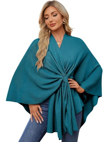 PULI Women's Elegant Shawl Wraps Soft Open Front Poncho Sweater