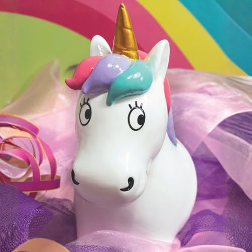 Moses. Einhorn Spardose, Kinder-Sparbüchse in Einhornform, mit goldenem Horn und Stern-Details, Sparschwein, rutschfest, aus Polyresin