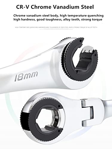 Tubing Ratchet Combination Wrench Flexible Adjustable Head Wrench Hand Tools Ring Gear Wrench Maintenance Tools (10Mm Fixed Type) #TOP5