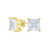 Estos modestos aretes CZ de corte invisible unisex son de 5 mm y están sostenidos por plata chapada en oro, fácil de combinar y un regalo favorito de fuego seguro para cualquier persona con orejas perforadas.