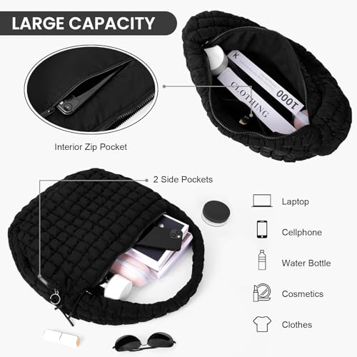 GSenhui Gesteppte Tasche Groß, Puffer Tasche Crossbody Bag Puffy Tote Bag Stepptasche zum Umhängen, Baumwolle Quilted Bag Hobo Bag Einfarbig Daunen Puffer-Tragetasche