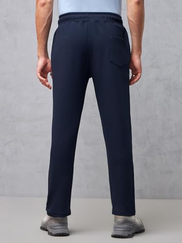 Image of Bewakoof Men's Solid Regular Fit Cotton Blend Track Pants