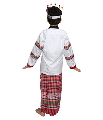 Image of Kaku Fancy Dresses Polyester Indian State Folk Dance Costume for Kids -Multicolor, 3-4 Years, For Girls