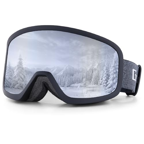 GoLight Asian Fit Ski Goggles for Men & Women – Low Bridge Fit, Anti-Fog Double Cylindrical REVO Lens, UV400 Protection, Triple-Layer Foam Nose Pad, Adjustable Anti-Slip Strap, Helmet Compatible