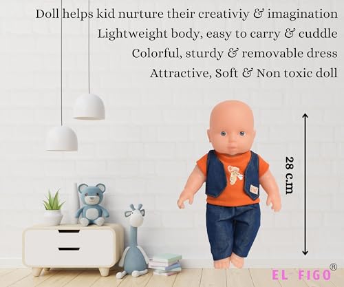 Image of EL FIGO Cute Little Real Looking Doll in Exclusive Dress Doll for Kids (Rotatable Legs Arms with Removable Clothes Set 28 cm)