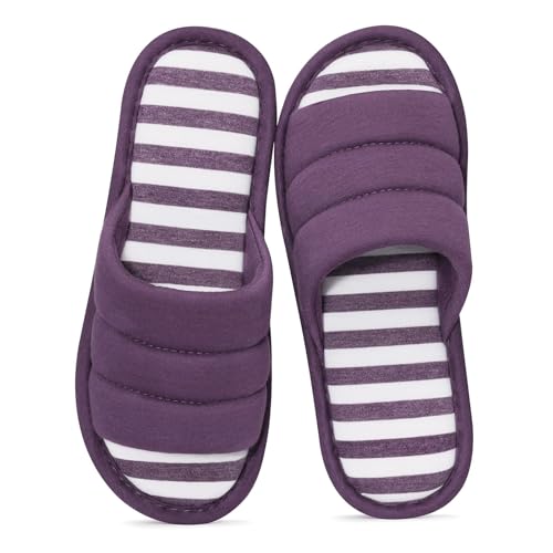Image of shevalues Open Toe House Slippers for Women Men Memory Foam Bedroom Shoes