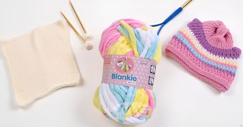 Image of M.G Enterprise Ganga Knitting Yarn Thick Chunky Wool, Blankie Mayo 200 gm Best Used with Knitting Needles, Crochet Needles Wool Yarn for Knitting, with Needle.-S, Multi