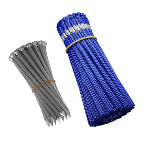 LGRAHED Ground Marking Whisker, Property Line Markers 6 Inch Whiskers with Metal Stakes for Playing Field Markers, Survey Markers, Construction Markers, Trail Markers, Driveway Markers(Blue, 25 Pack)