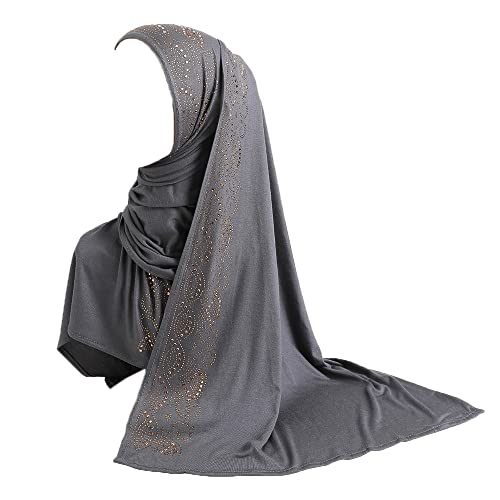 Women Shiny Rhinestones Muslim Hijab Scarf Long Turban Headscarf Wrap Scarves Headwear