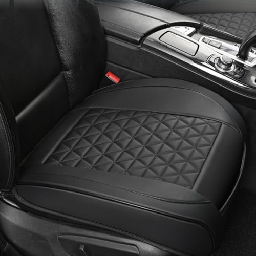 SEALIGHT Black Leather Seat Cover for Car | Premium Universal Bottom Seat Cover | Non-Slip Edge Wrapping Design | Waterproof & Easy to Install | Elegant Triangle Quilted Look
